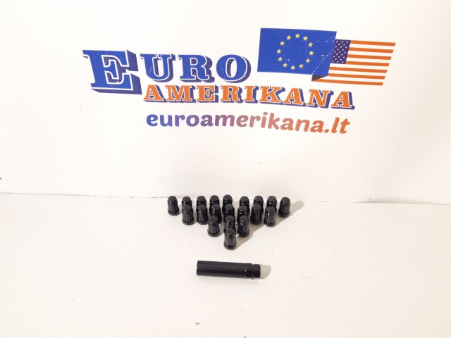 20 Black 6 Spline Tuner 1/2"-20 Lug Nuts w/Key